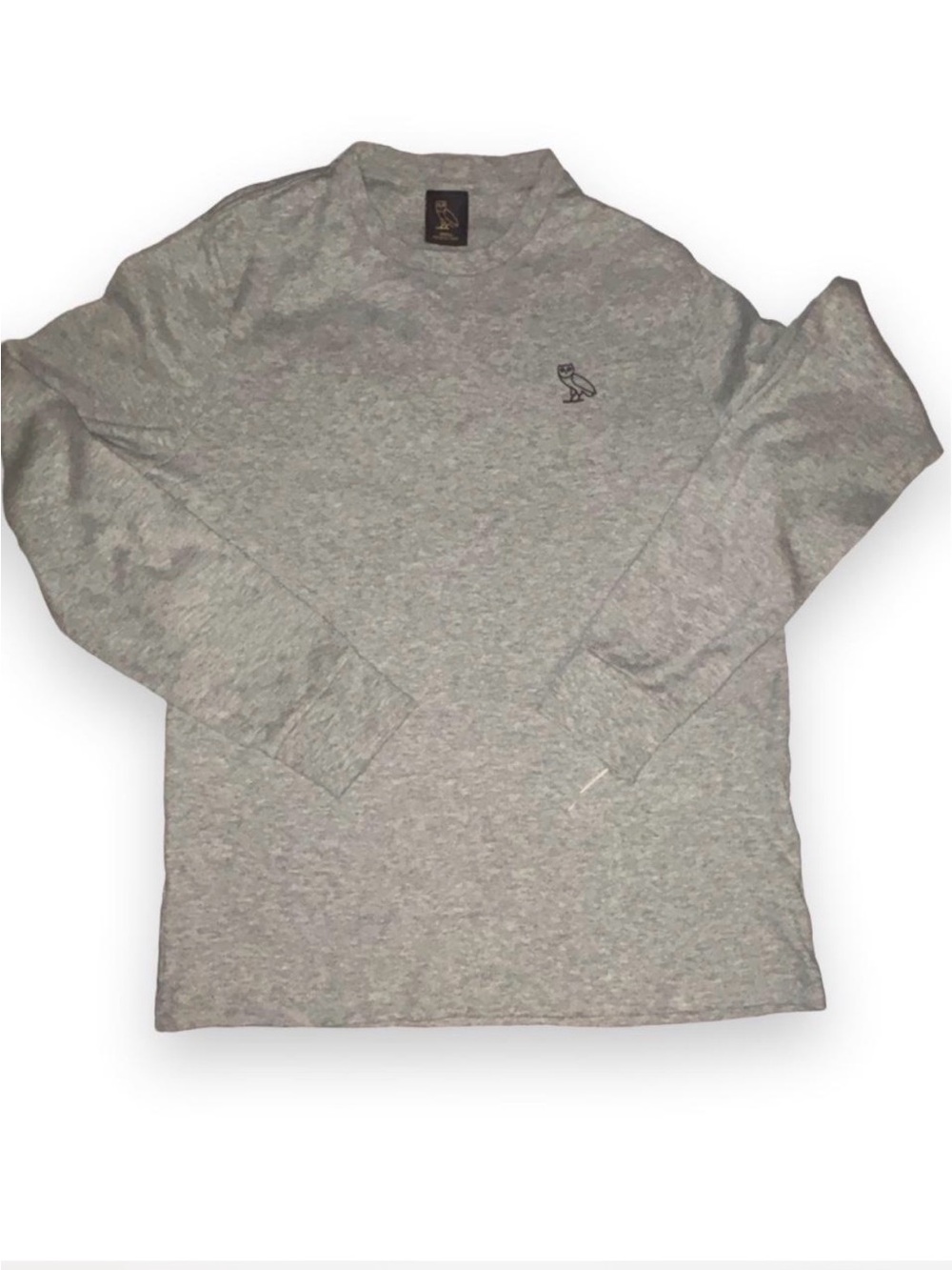 OVO Long Sleeve Crewneck Shirt - Light Grey with Owl Logo